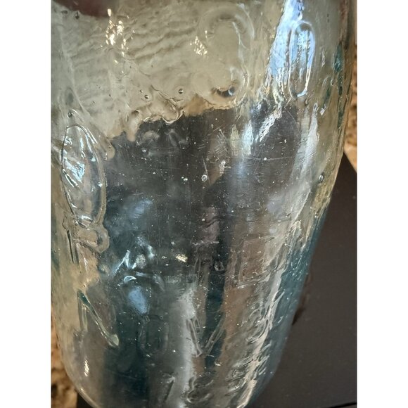 Mason's Hero Cross Patent Nov. 30 1858 Blue Glass Canning Jar Pint Size - Picture 6 of 16